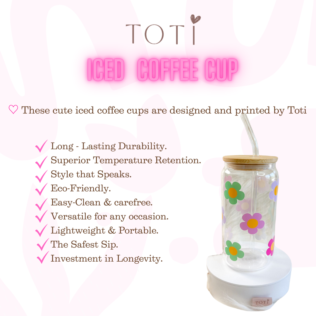 Blessed - 16 oz Glass Iced coffee cup