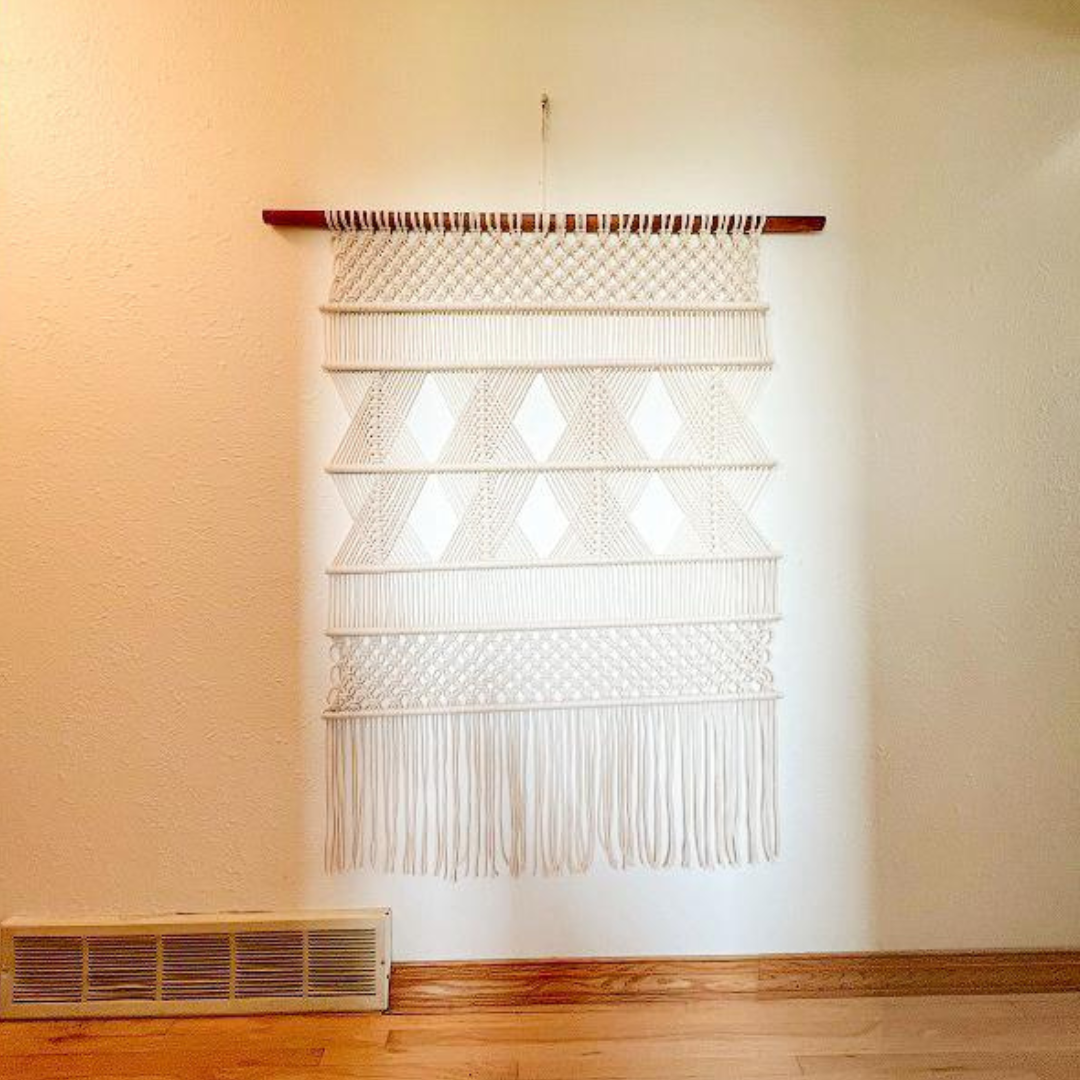 Macrame Wall Hanging Boho Decor Fiber Wall Art Abstract Macrame Long Tapestry For Stairwell Decoration, XL