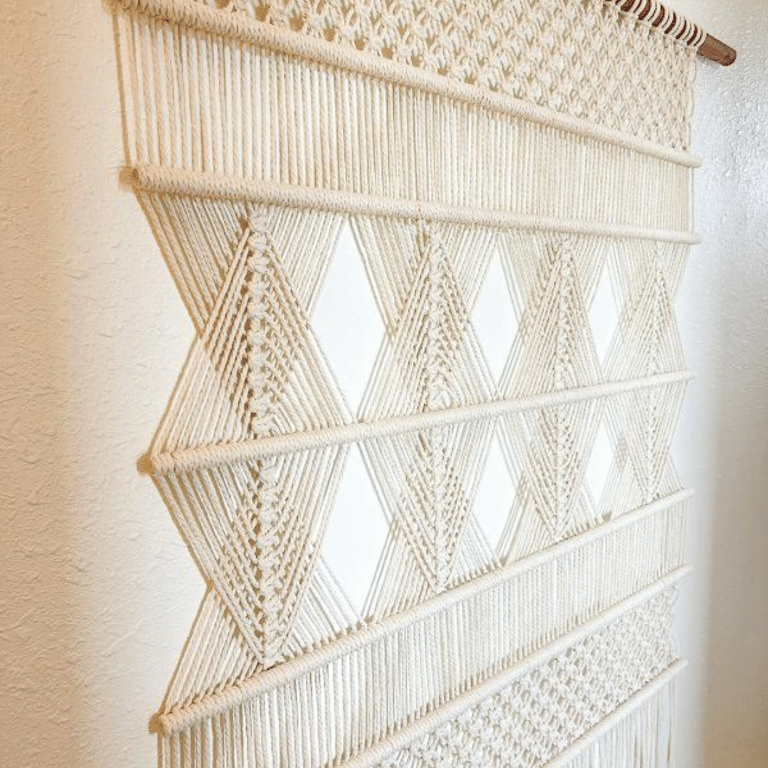 Macrame Wall Hanging Boho Decor Fiber Wall Art Abstract Macrame Long Tapestry For Stairwell Decoration, XL