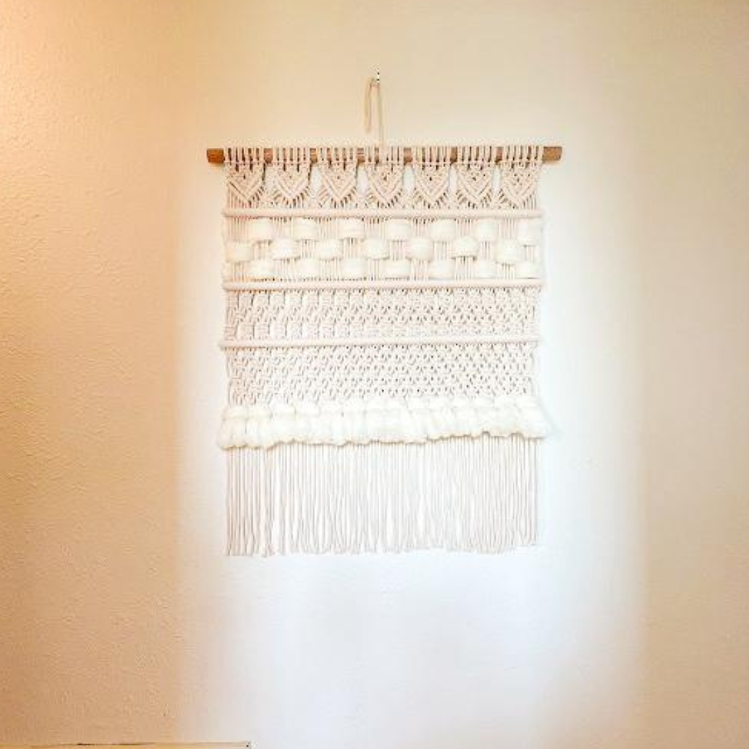 Macrame Wall Hanging Boho Decor Fiber Wall Art Abstract Macrame Long Tapestry For Stairwell Decoration, Wool Sheep