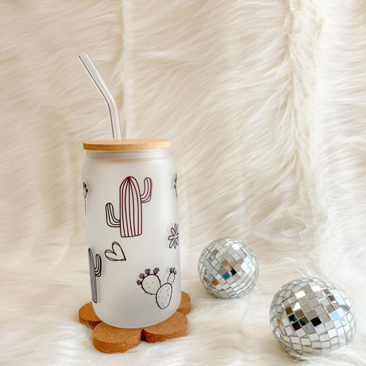 Arizona Cactus - 16 oz  Glass Iced Coffee Cup