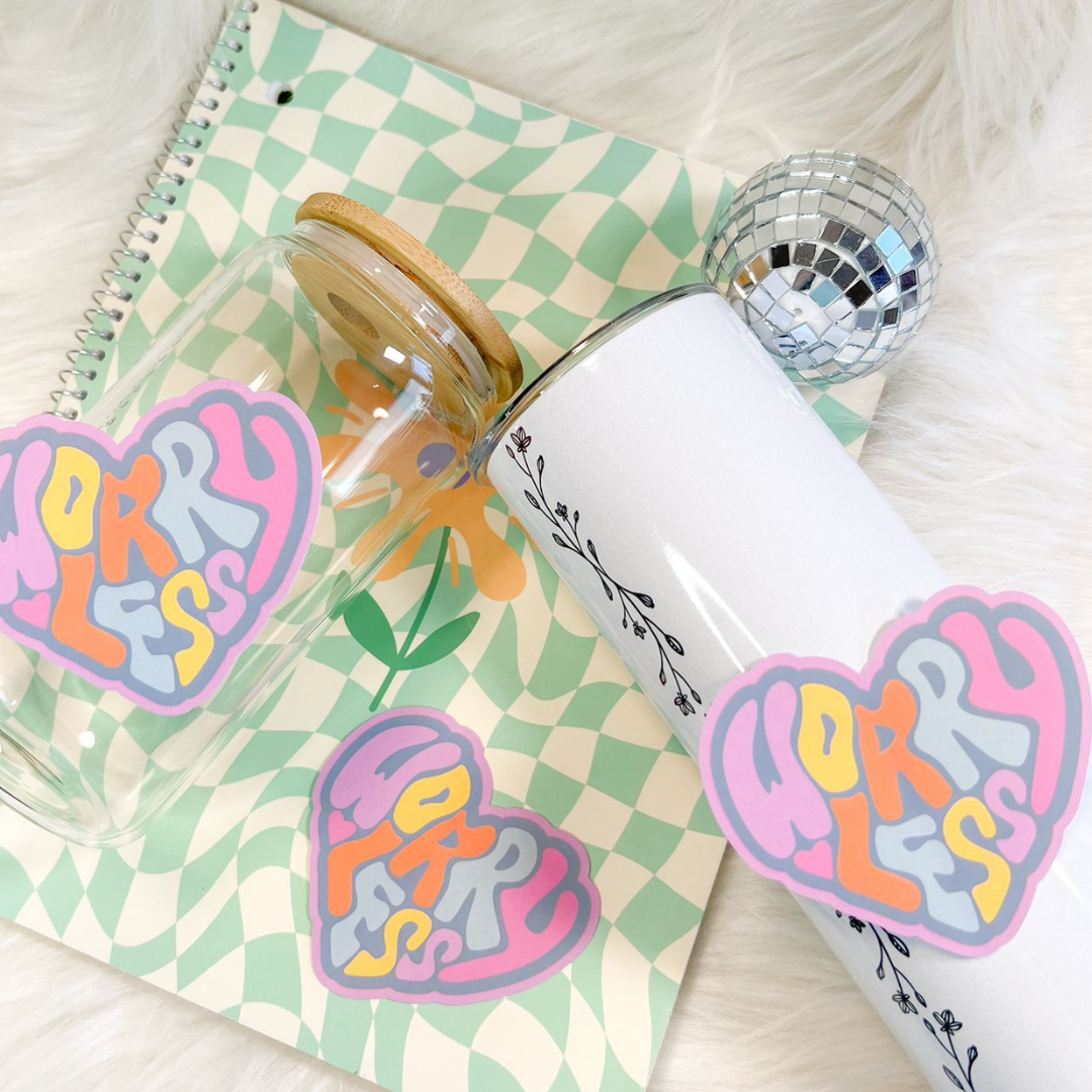 Cute Stickers, Waterproof , Car Stickers, Tumbler Stickers (Worry Less)