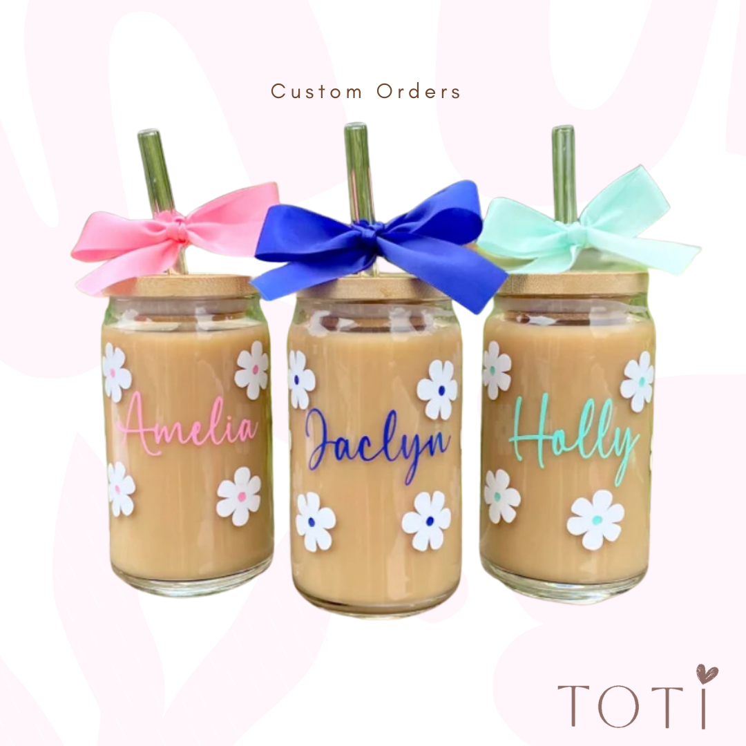 Iced Coffee Glass ♡ Beer Can Glass ♡ Daisy
