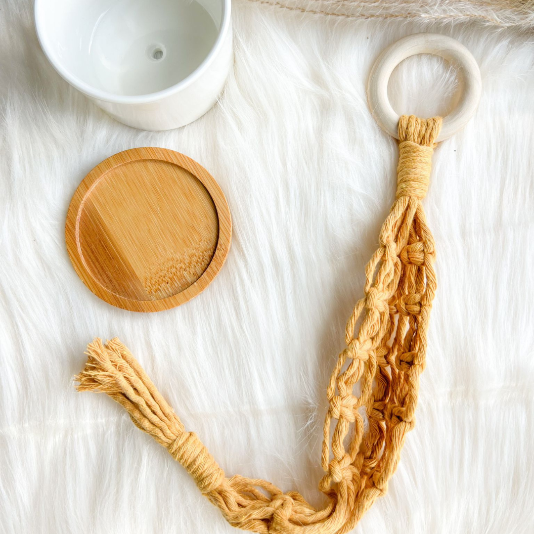 Succulent Plant Hanger Macrame, ( Includes Ceramic Pot) , Cute Handmade for your Home, Aesthetic Plant Hanger,