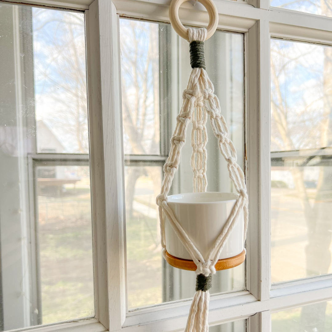Succulent Plant Hanger Macrame, ( Includes Ceramic Pot) , Cute Handmade for your Home, Aesthetic Plant Hanger,