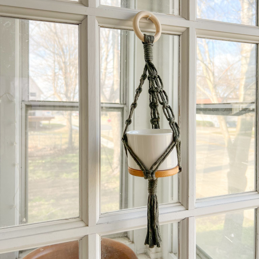 Succulent Plant Hanger Macrame, ( Includes Ceramic Pot) , Cute Handmade for your Home, Aesthetic Plant Hanger,