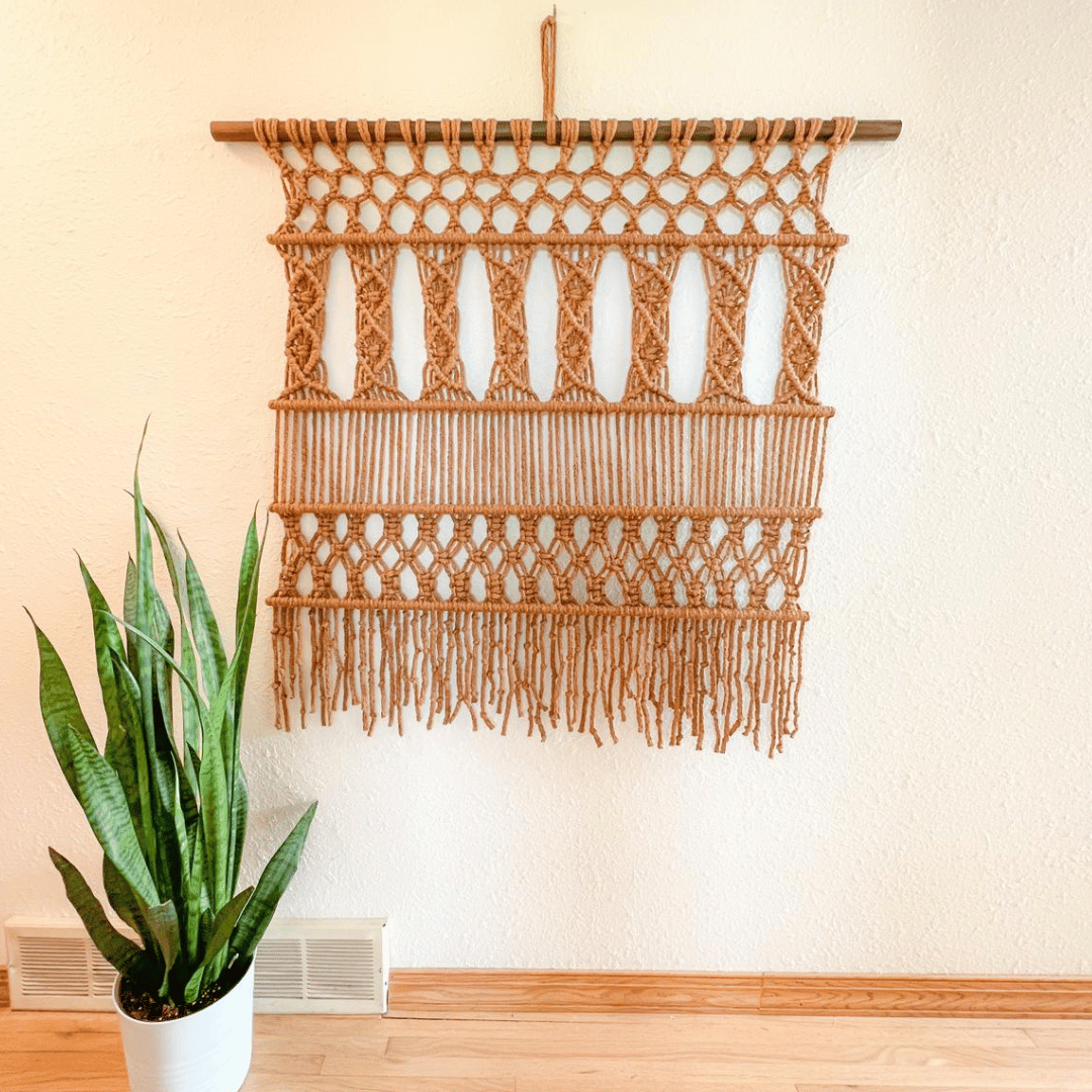 Macrame Wall Hanging Boho Decor Fiber Wall Art Abstract Macrame Long Tapestry For Stairwell Decoration, Inca Patterns