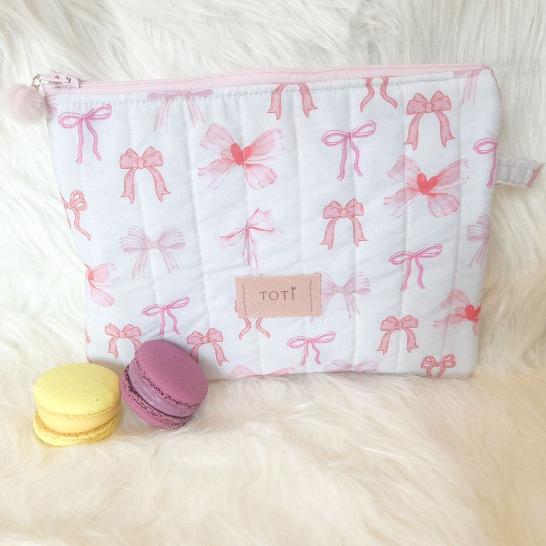 Handmade Coquette Bow Makeup Bag,Travel Makeup Pouch