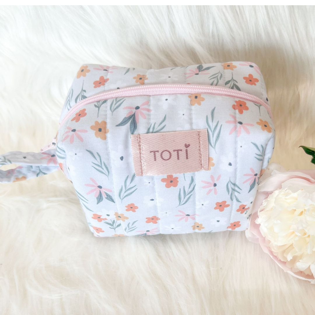 Handmade Groovy Floral Makeup Bag,Travel Makeup Pouch