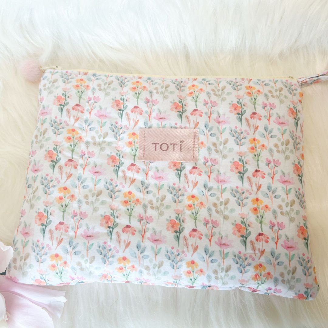Handmade Floral Lilies Makeup Bag,Travel Makeup Pouch -