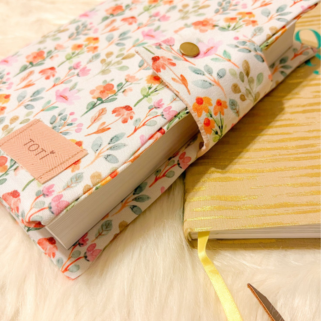 Book Covers, Handmade Original Floral Designs, Book Protectors, Book Markers