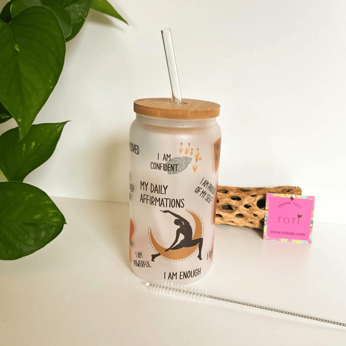 Affirmations - 16 oz Glass iced coffee Cup