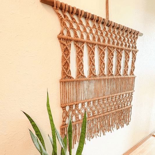Macrame Wall Hanging Boho Decor Fiber Wall Art Abstract Macrame Long Tapestry For Stairwell Decoration, Inca Patterns