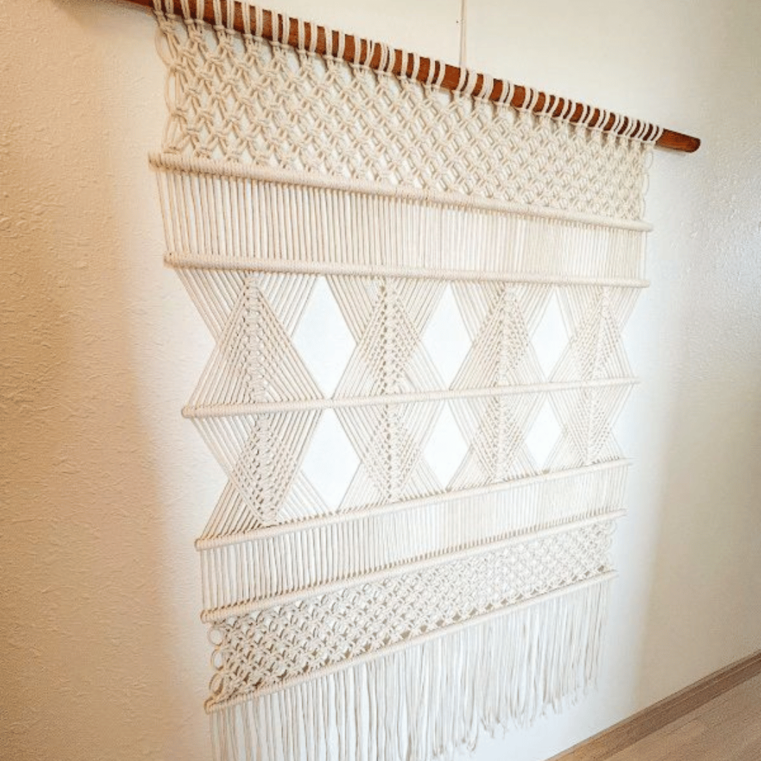 Macrame Wall Hanging Boho Decor Fiber Wall Art Abstract Macrame Long Tapestry For Stairwell Decoration, XL