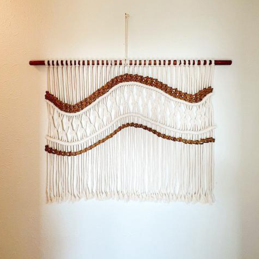 Macrame Wall Hanging Boho Decor Fiber Wall Art Abstract Macrame Long Tapestry For Stairwell Decoration, Aesthetic Brown