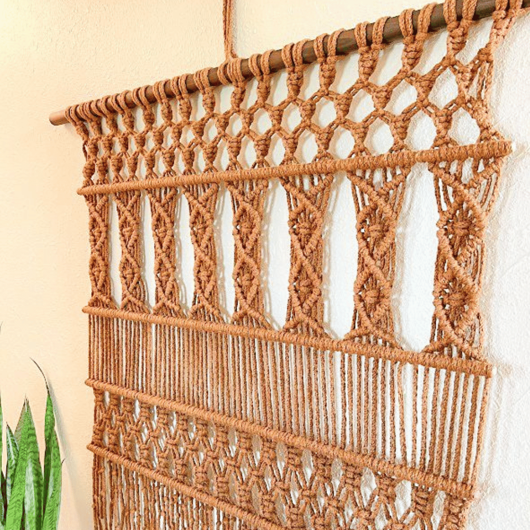 Macrame Wall Hanging Boho Decor Fiber Wall Art Abstract Macrame Long Tapestry For Stairwell Decoration, Inca Patterns