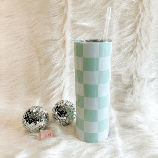 20 oz Stainless Steel Skinny Tumbler - with Lid & Straw  - Grovvy Green