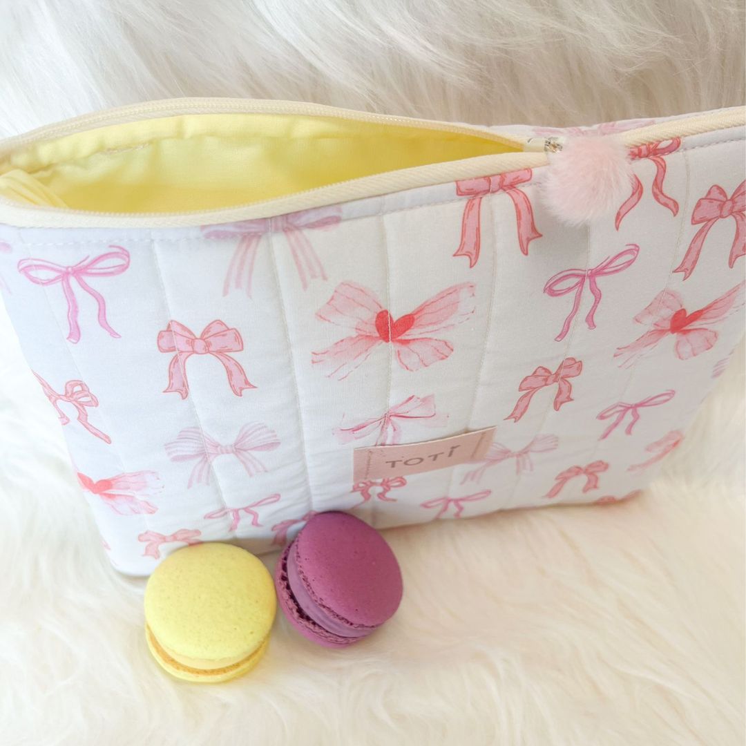 Handmade Coquette Bow Makeup Bag,Travel Makeup Pouch
