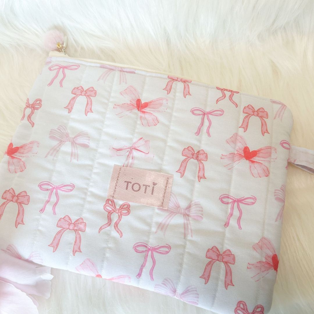 Handmade Coquette Bow Makeup Bag,Travel Makeup Pouch