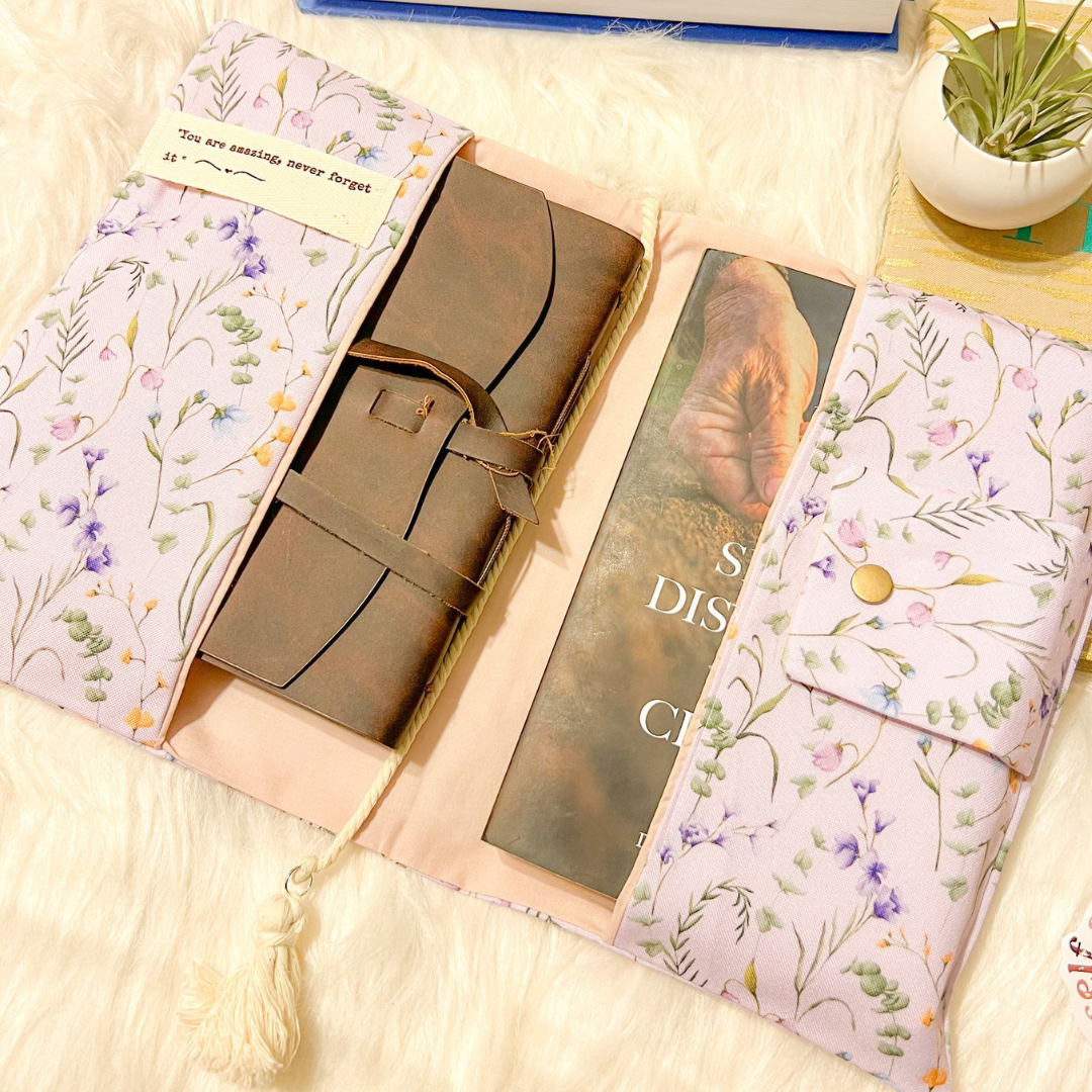 Book Covers, Handmade Original Flowers Designs,  Book Protectors, Book Markers