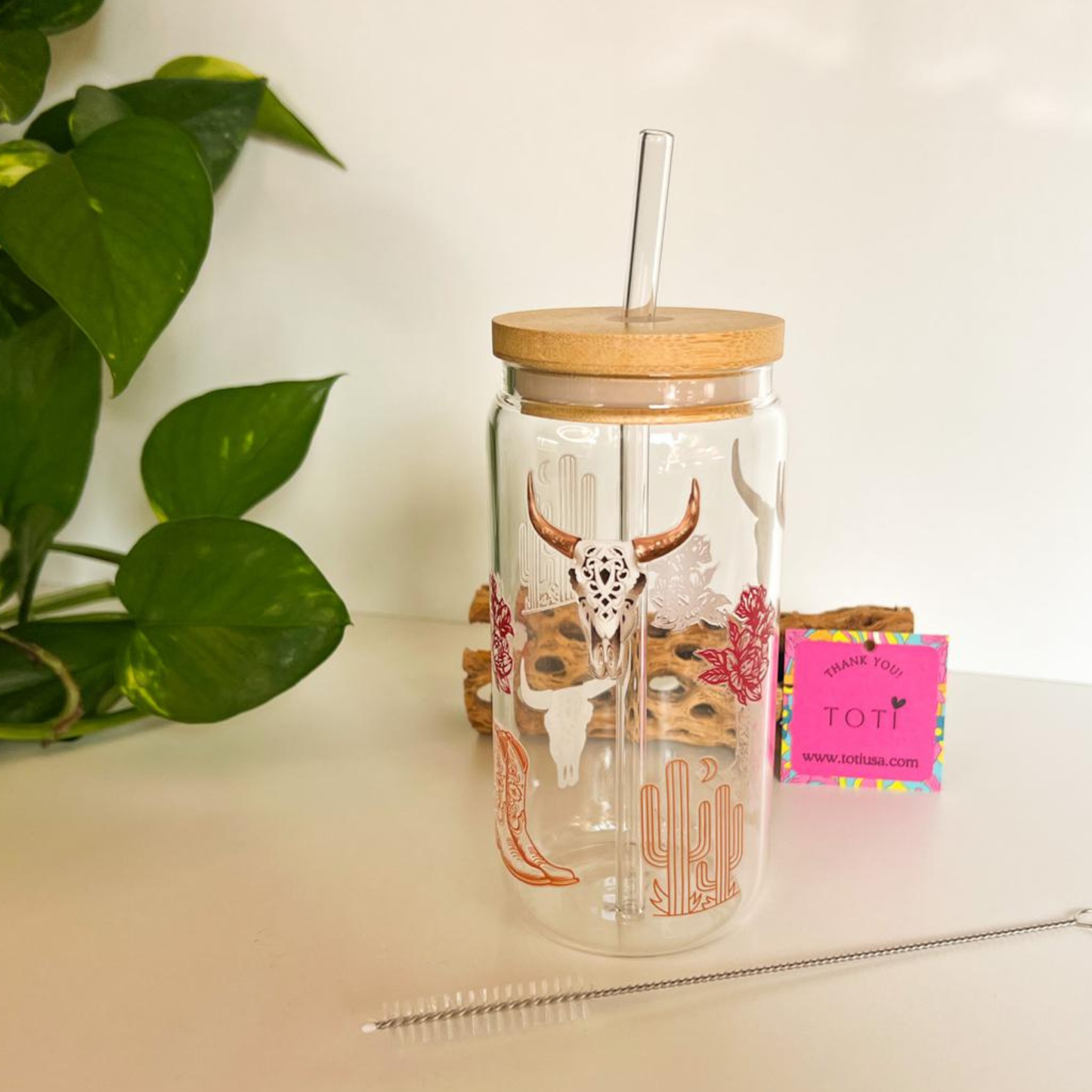 Cowgirl - 16 oz  Glass iced coffee Cup