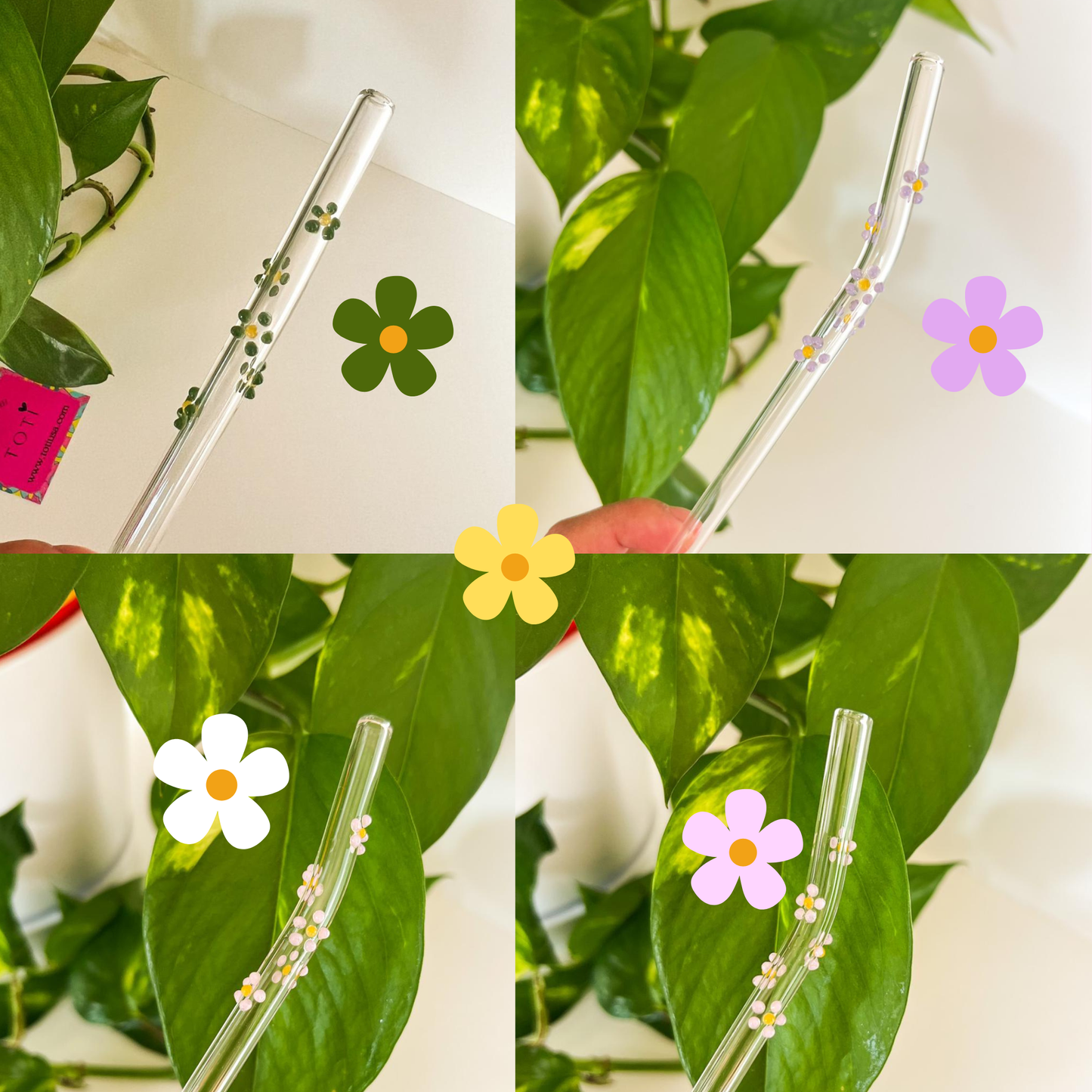 Daisy Glass Straw - Includes Brush Straw