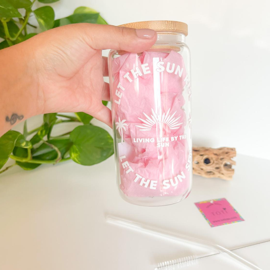 Life By The Sun - 16 oz  Glass Iced Coffee Cup