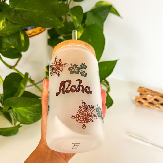 Aloha - 16 oz  Glass iced coffee Cup